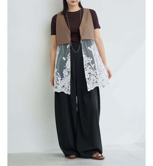 IENA LA BOUCLE「《予約》IENA LA BOUCLE チュールレースノースリーブベスト」|ベスト・ジレ|