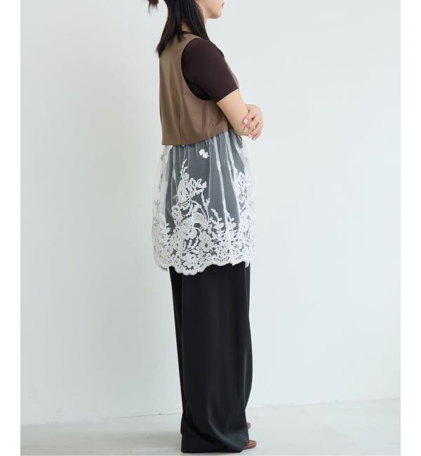 IENA LA BOUCLE「《予約》IENA LA BOUCLE チュールレースノースリーブベスト」|ベスト・ジレ|