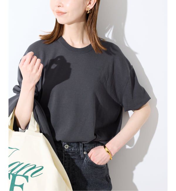 SLOBE IENA「《WEB限定/追加予約/シリーズあり》コットンキュプラハーフスリーブプルオーバー」|ニット・セーター|グレー