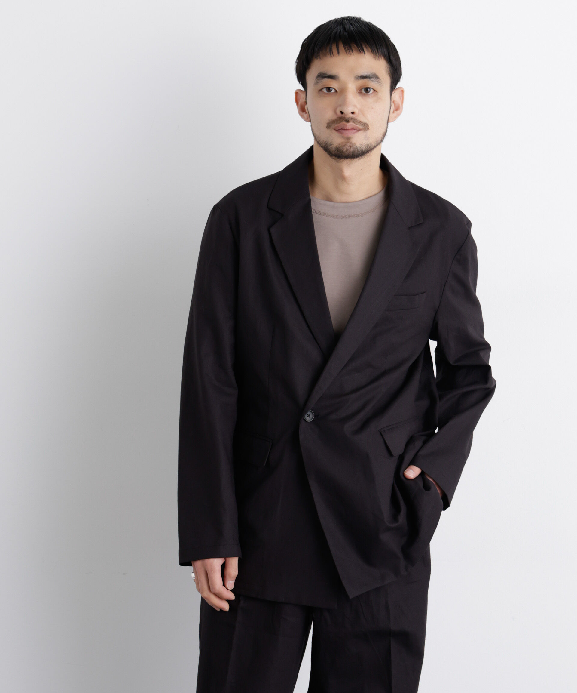 nano･universe「｢FRENCH LINEN｣ リネンコットンセミダブルJK（セットアップ可）」|テーラードジャケット|