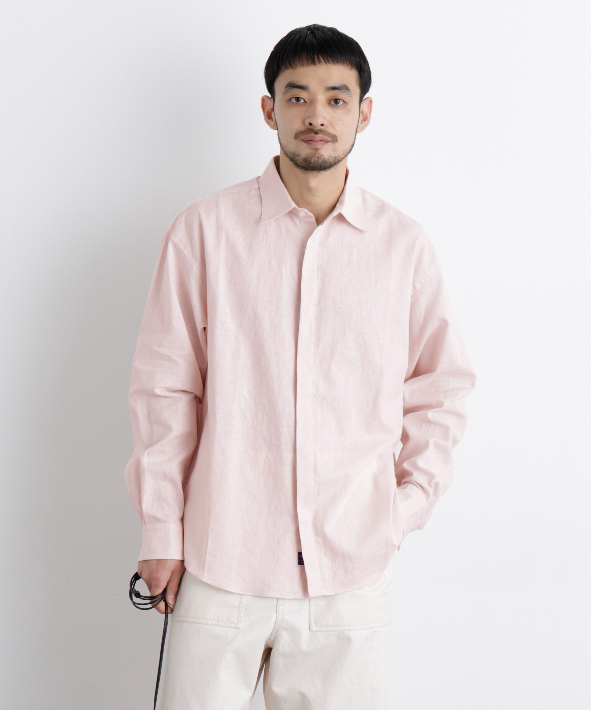 nano･universe「「FRENCH LINEN」リネンコットンレギュラーシャツ」|シャツ・ブラウス|L.ピンク1