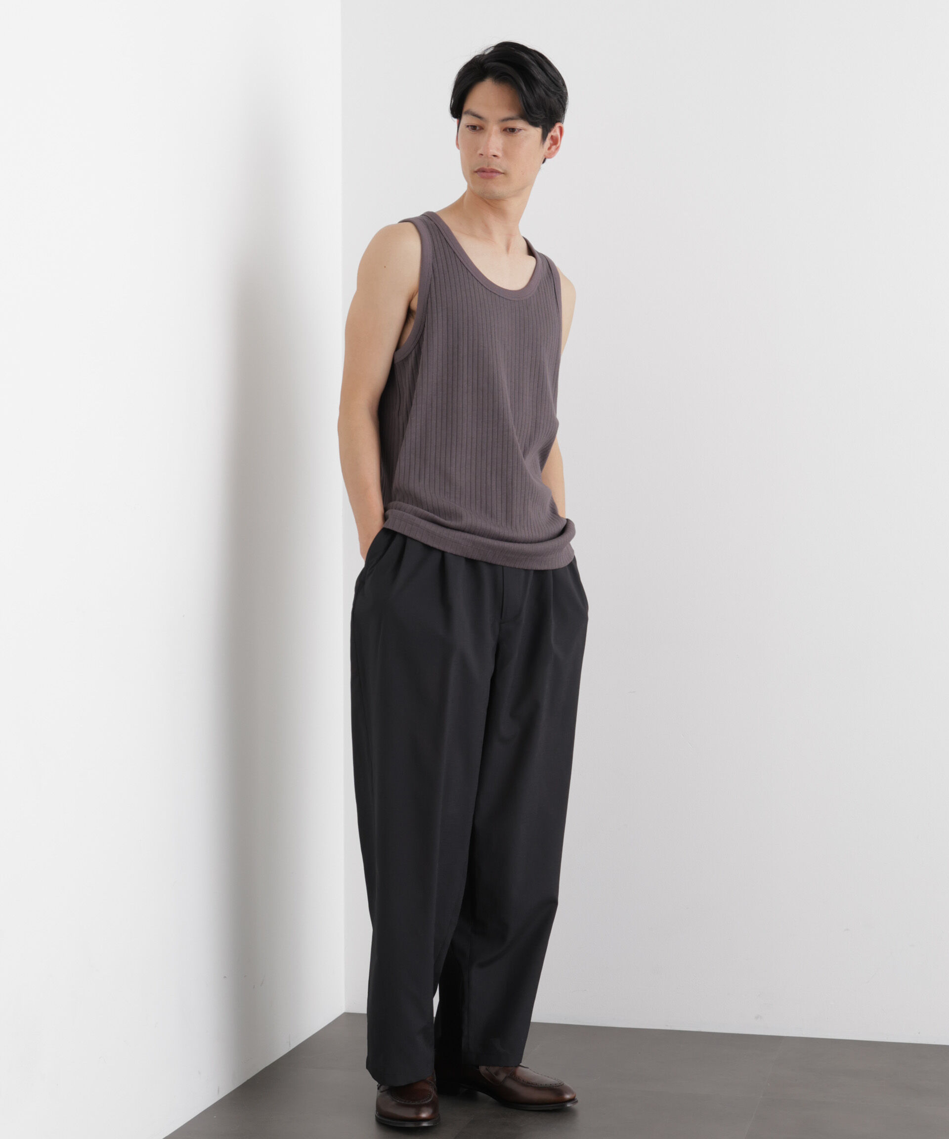 nano･universe「Anti Soaked(R) 汗染み防止 リブタンクトップ」|Tシャツ・カットソー|