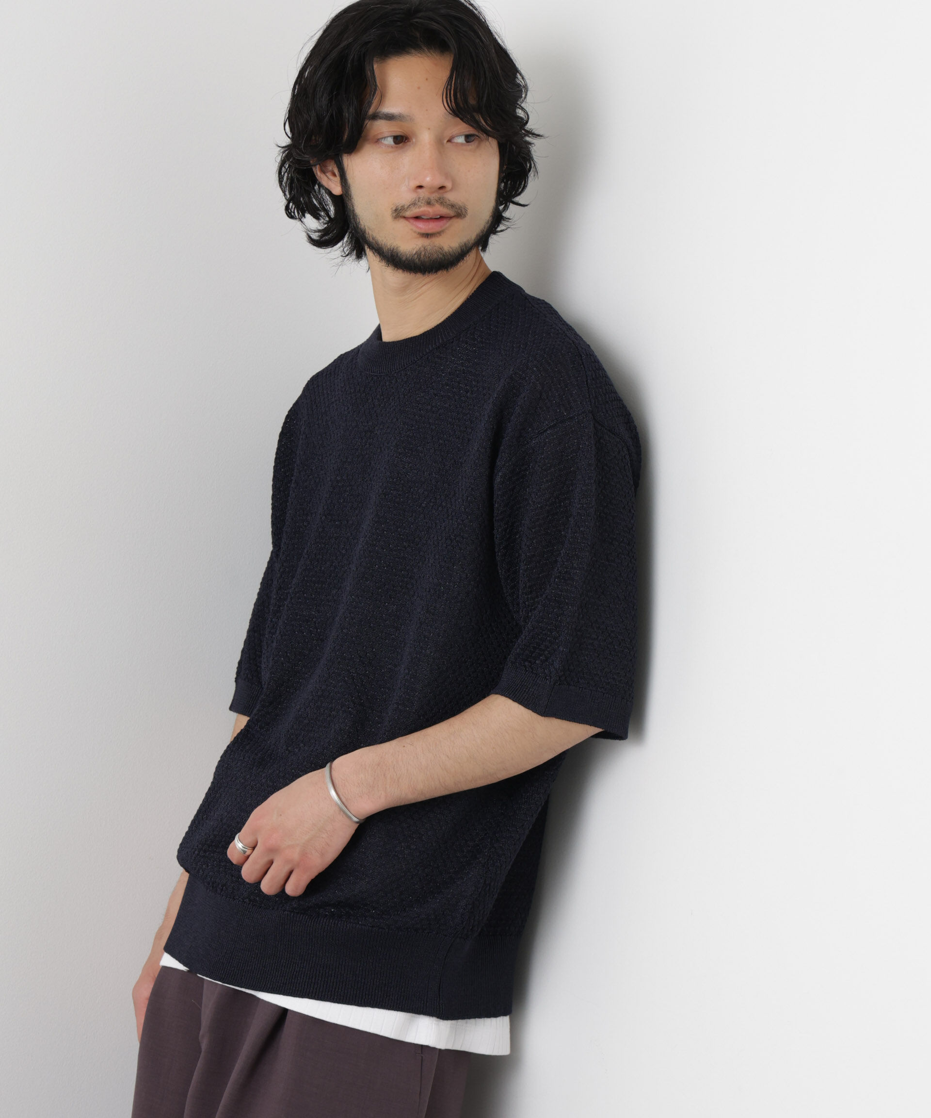 nano･universe「ギマクルーネック ニットTシャツ」|ニット・セーター|