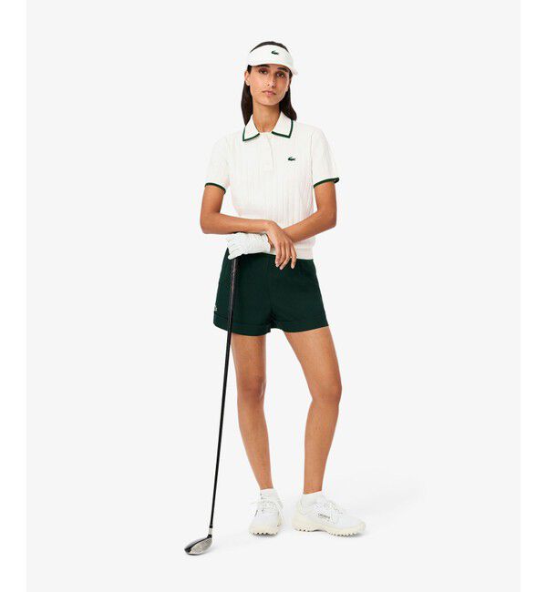 LACOSTE「メッシュ切り替え エッジ配色ゴルフニットポロシャツ」|ニット・セーター|