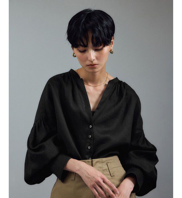 SALON adam et rope'「リネンスキッパーギャザーブラウス / ［GENTLE LINEN］」|シャツ・ブラウス|