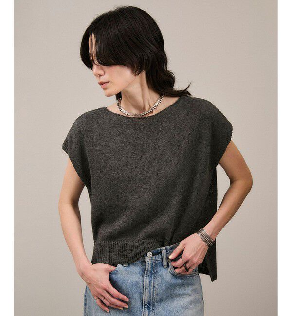 SALON adam et rope'「ペーパーヤーンフレンチスリーブプルオーバー［手洗い可/和紙素材］」|Tシャツ・カットソー|