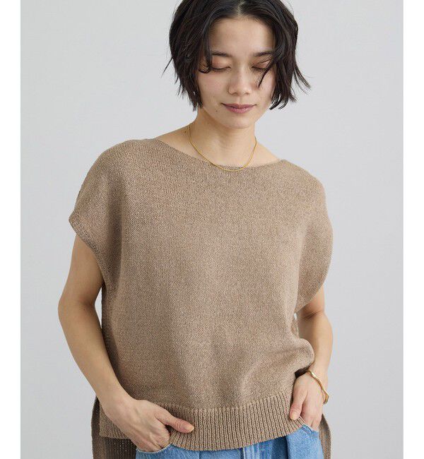 SALON adam et rope'「ペーパーヤーンフレンチスリーブプルオーバー［手洗い可/和紙素材］」|Tシャツ・カットソー|ベージュ(27)