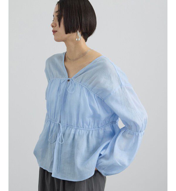 SALON adam et rope'「【WEB限定】シアーラミーカルゼギャザーブラウス / イージーケア」|シャツ・ブラウス|