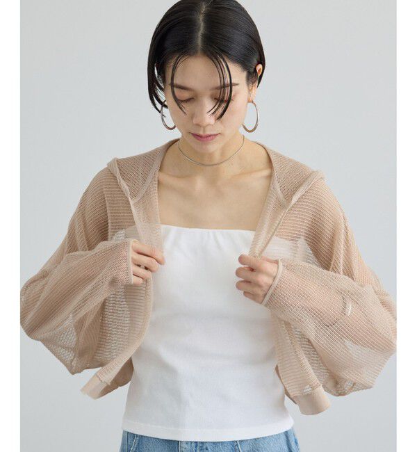 SALON adam et rope'「コットンリネンメッシュフードボレロ」|カーディガン|
