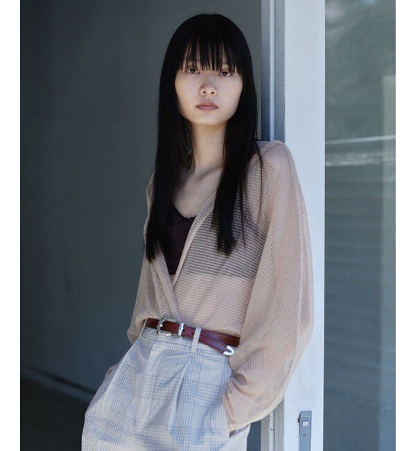 SALON adam et rope'「コットンリネンメッシュフードボレロ」|カーディガン|ベージュ(27)