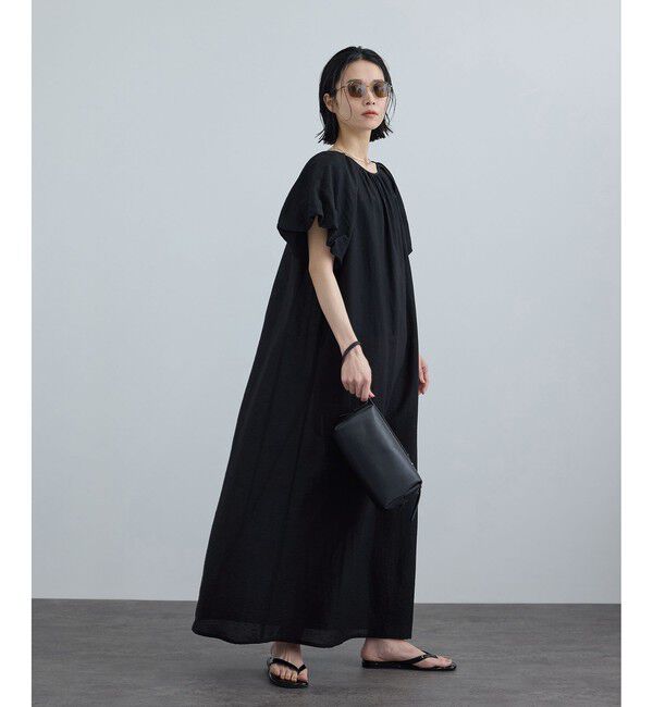 SALON adam et rope'「【WEB限定】2WAYリネンブレンドエンブロイダリーワンピース」|ワンピース|ブラック(01)