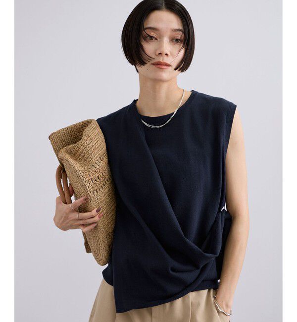 SALON adam et rope'「【WEB限定】ストール付きマルチWAYノースリニット」|ニット・セーター|ネイビー(40)