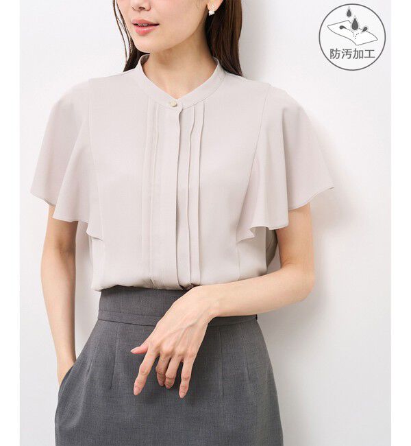 Rope&rsquo;Picnic「【防汚加工】ピンタックフレアスリーブブラウス/通勤対応」|シャツ・ブラウス|ローズピンク(64)