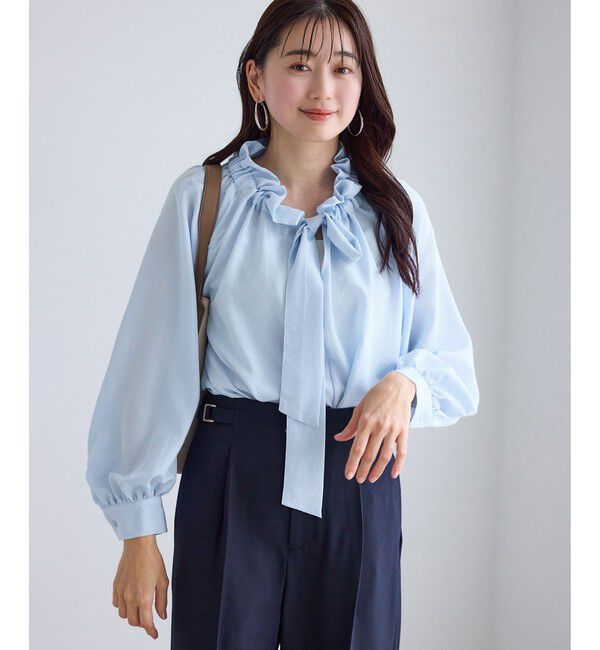 Rope&rsquo;Picnic「ネックコンシャスデザインシャツ」|シャツ・ブラウス|サックス(48)