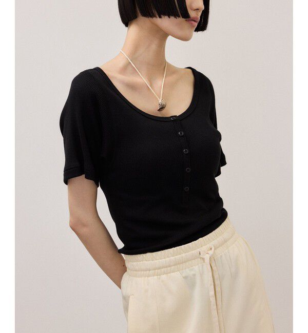 ADAM ET ROPE'「ハーフスリーブリブTシャツ」|Tシャツ・カットソー|
