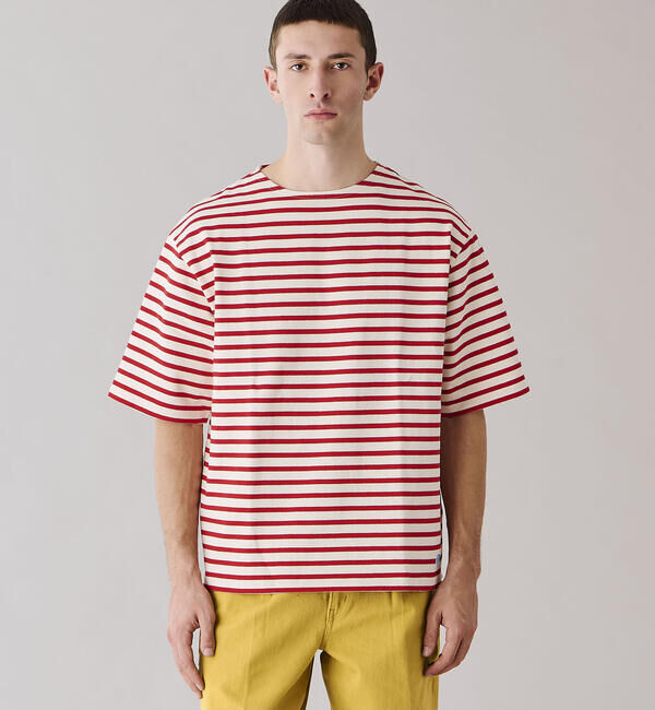 ORCIVAL「ORCIVAL | コットンロード クルーネック 半袖バスクシャツ MEN」|Tシャツ・カットソー|RED系1