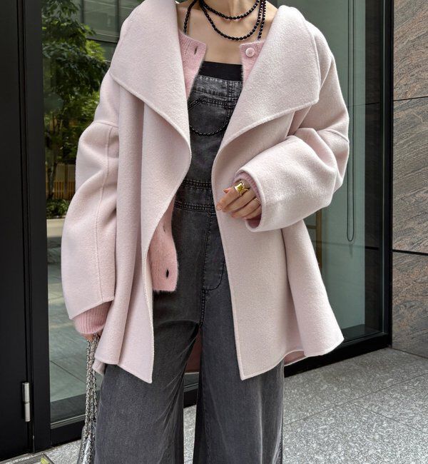  「ハンドメイドミドル丈コート」|その他|ピンク