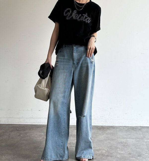  「【WEB限定】フリンジコードロゴTEE」|Tシャツ・カットソー|