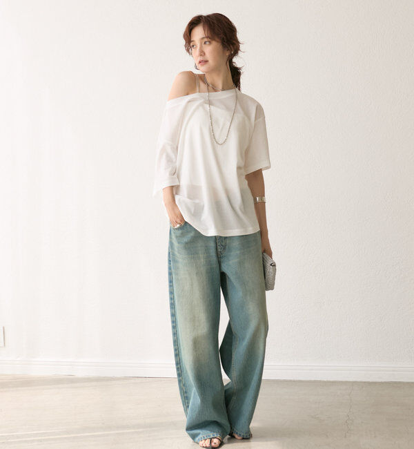  「【A・MONN】【吸水速乾/接触冷感】オープンネックTee」|Tシャツ・カットソー|
