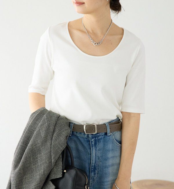  「【接触冷感/透湿/紫外線防止】5分袖フライスTee」|Tシャツ・カットソー|