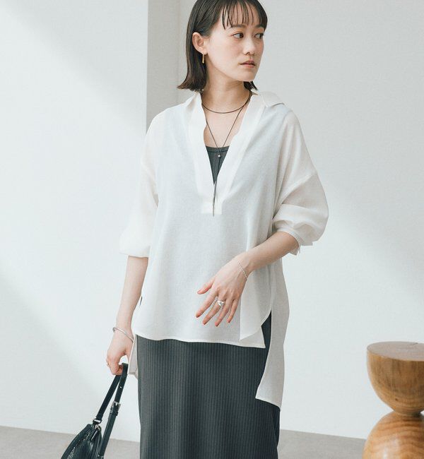  「【涼し気な抜け感】メッシュスキッパーシャツ」|シャツ・ブラウス|