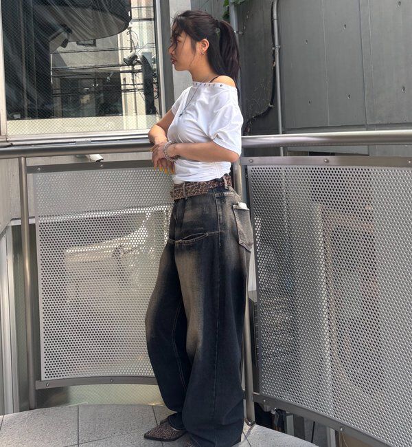  「ワンオフショルスタッズドロストTEE」|Tシャツ・カットソー|