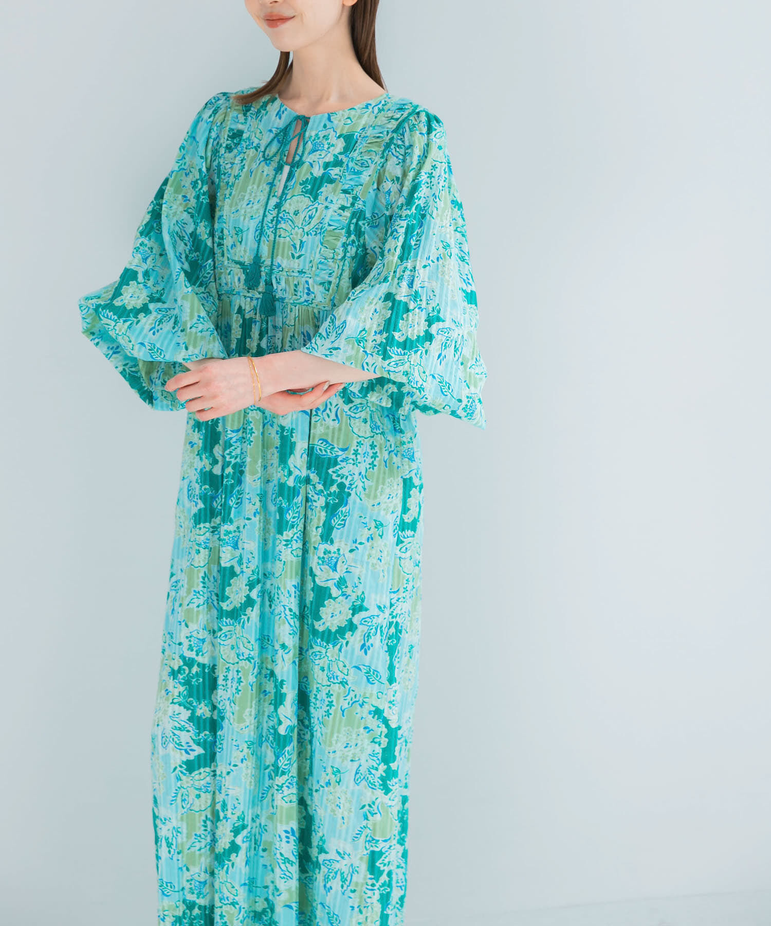 URBAN RESEARCH ROSSO「sara mallika　COTTON BOHEMIAN FLOWER DRESS」|ワンピース|グリーン