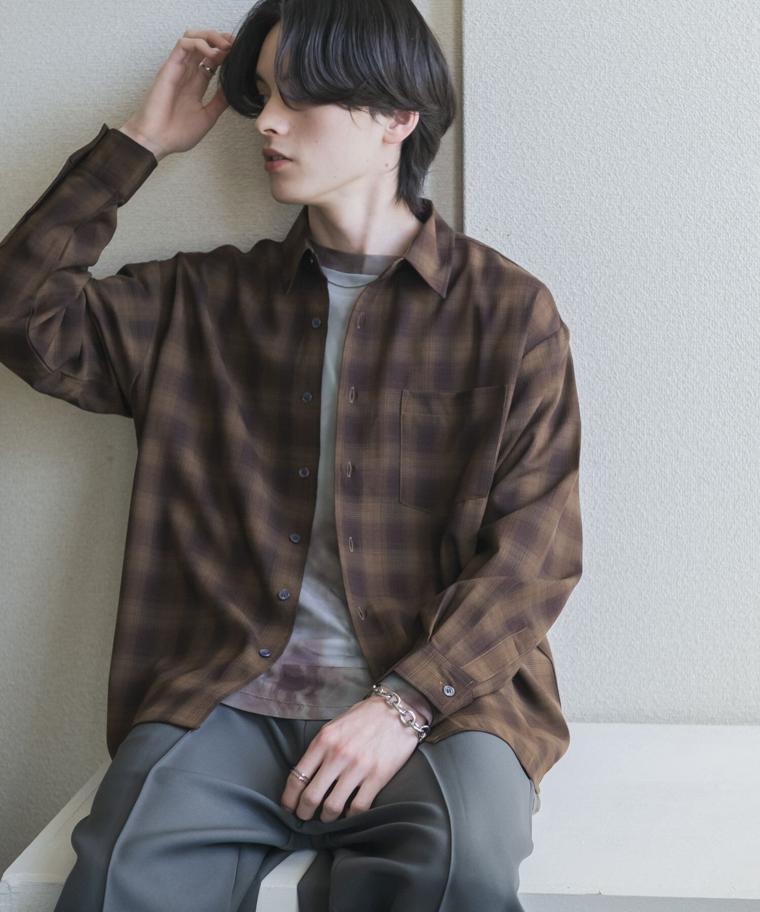 SENSE OF PLACE by URBAN RESEARCH「マドラスチェックロングスリーブシャツ」|シャツ・ブラウス|ブラウン