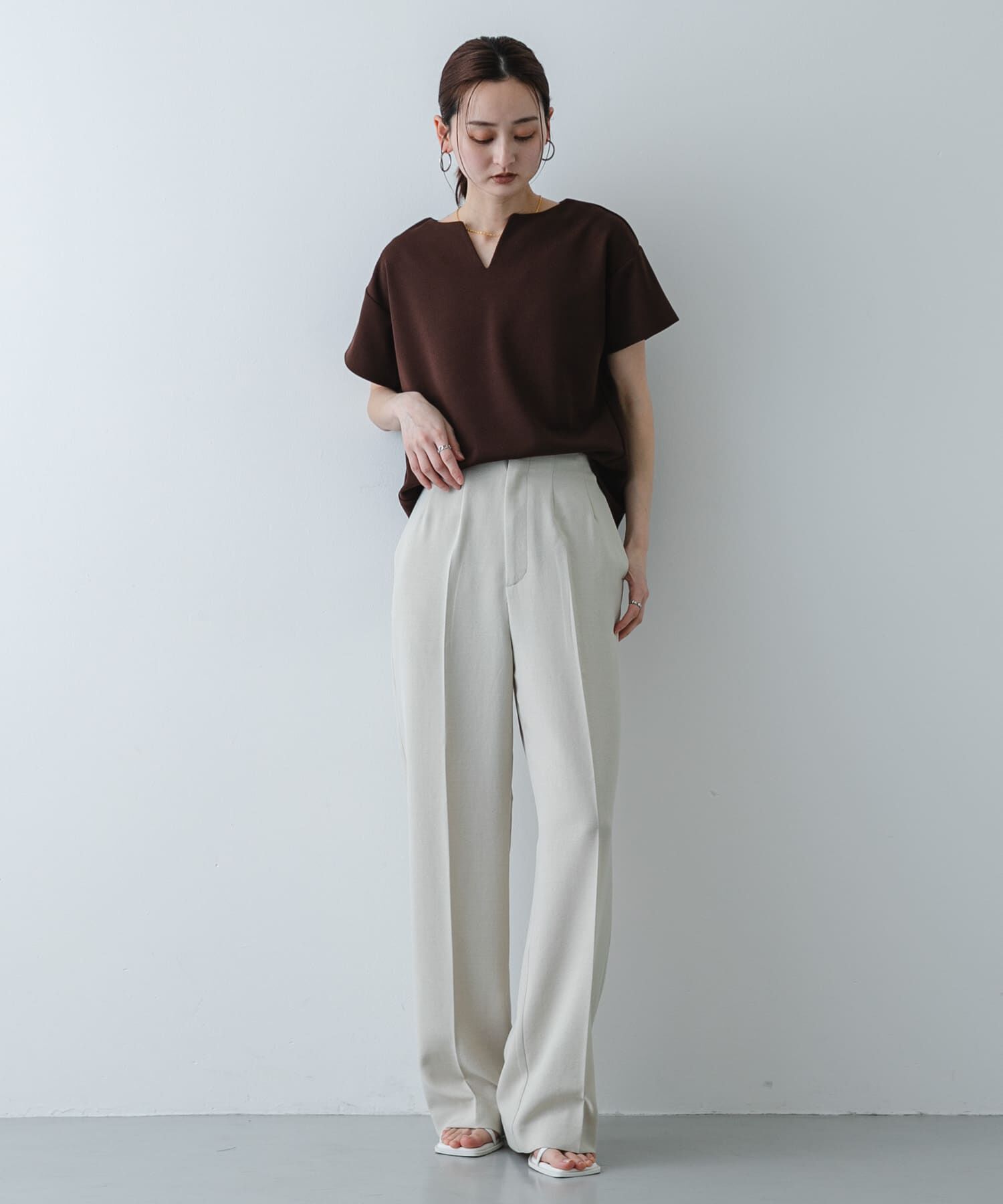 SENSE OF PLACE by URBAN RESEARCH「キーネックミラノリブTシャツ」|Tシャツ・カットソー|