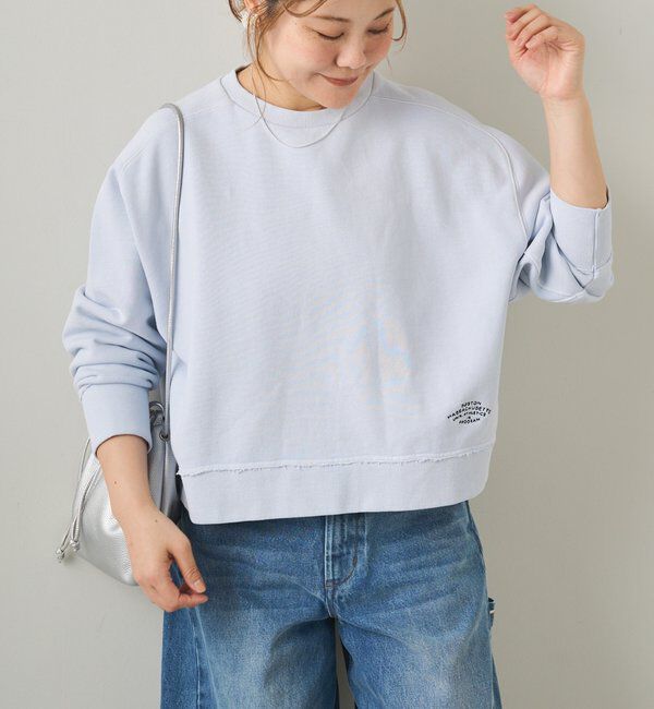  「ロゴ刺繍ショートスウェット」|プルオーバー|サックスブルー