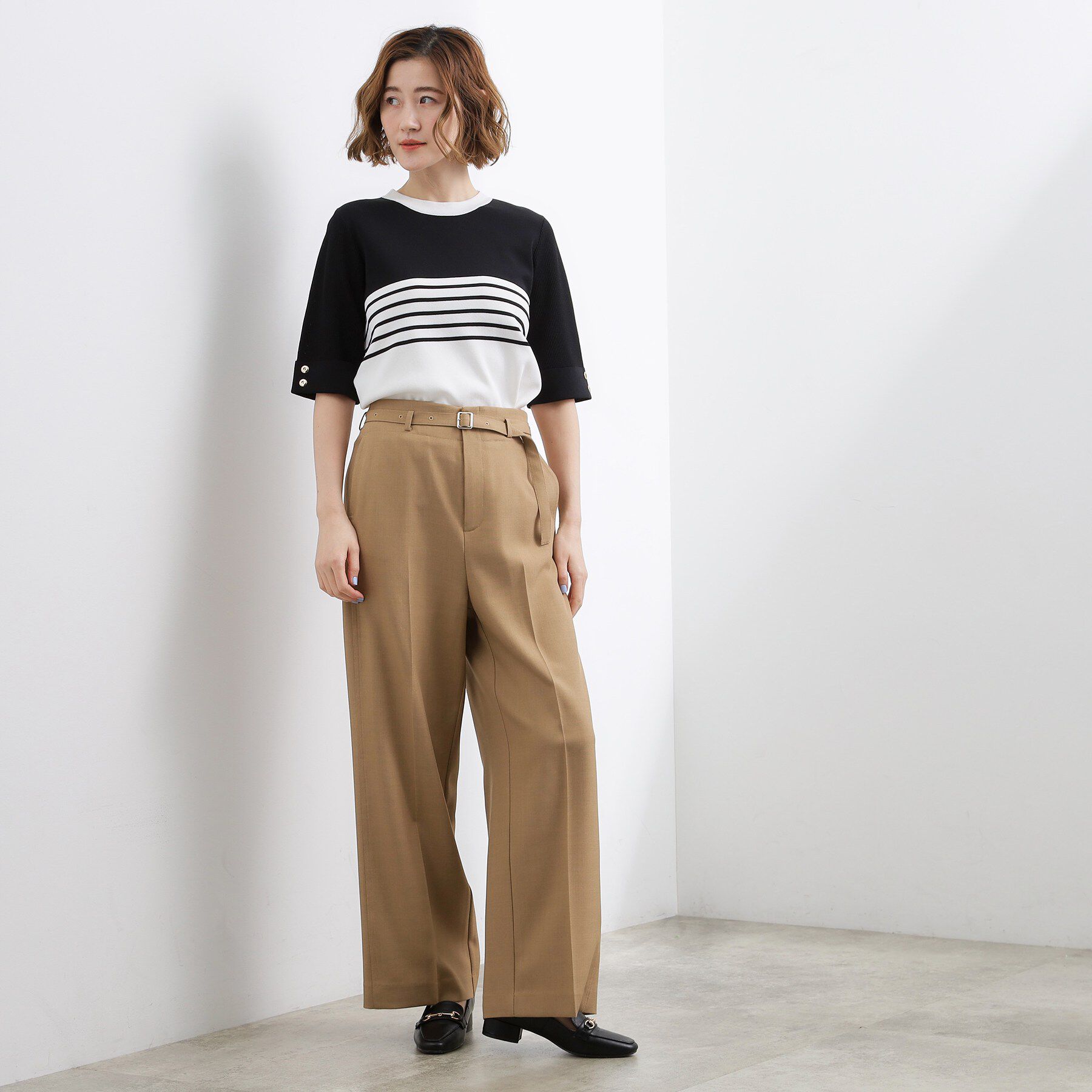 grove「【シリーズ累計36万枚/名品ニット】やわらかドライタッチ 袖メッシュ編みニット」|ニット・セーター|