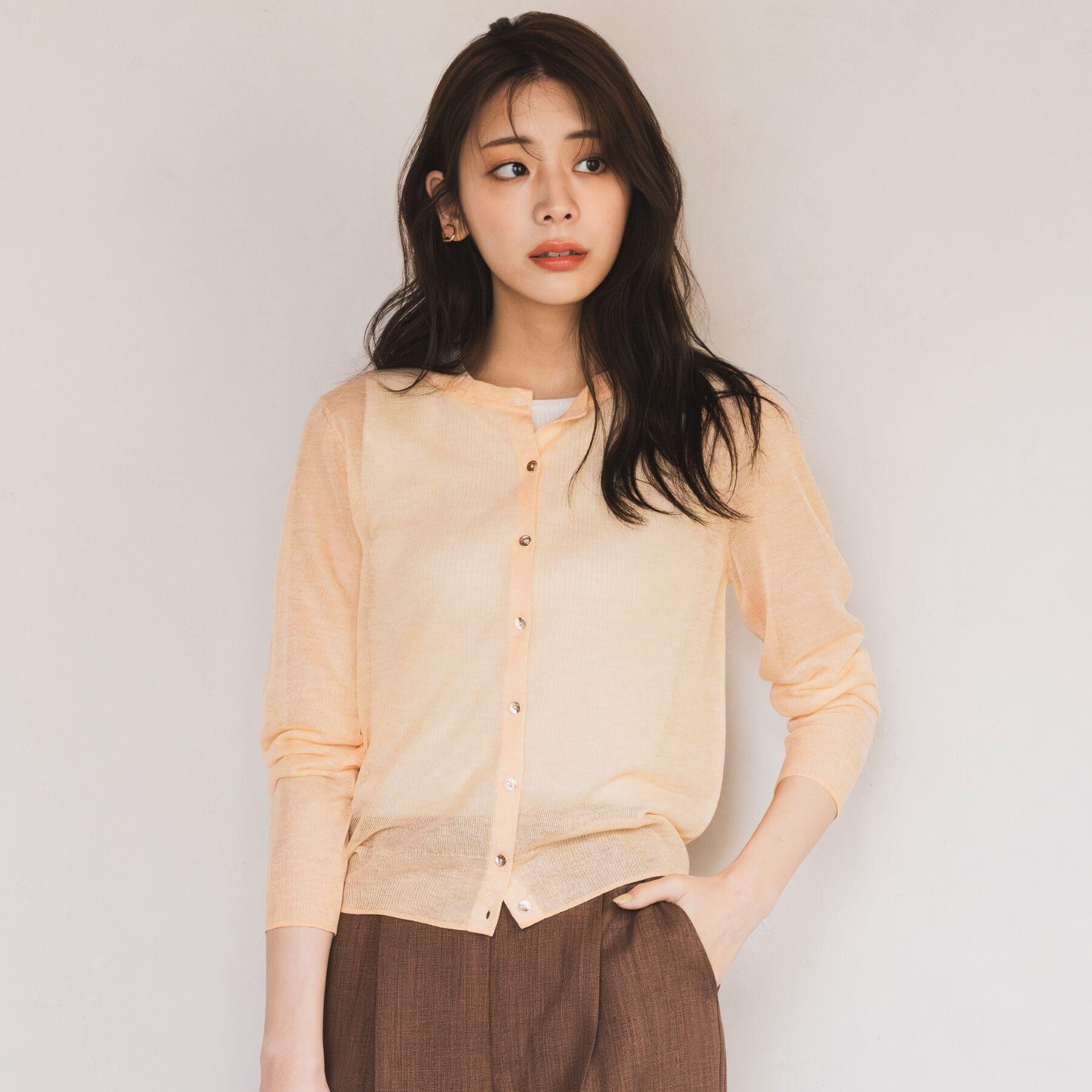 grove「【洗える/名品】大人の透け感、シアーカーディガン」|カーディガン|
