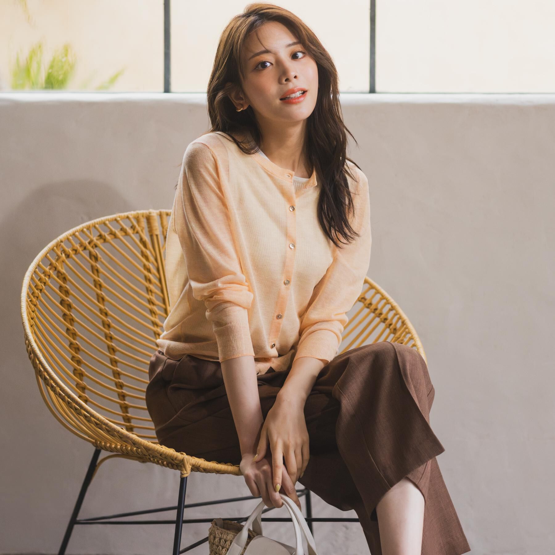 grove「【洗える/名品】大人の透け感、シアーカーディガン」|カーディガン|