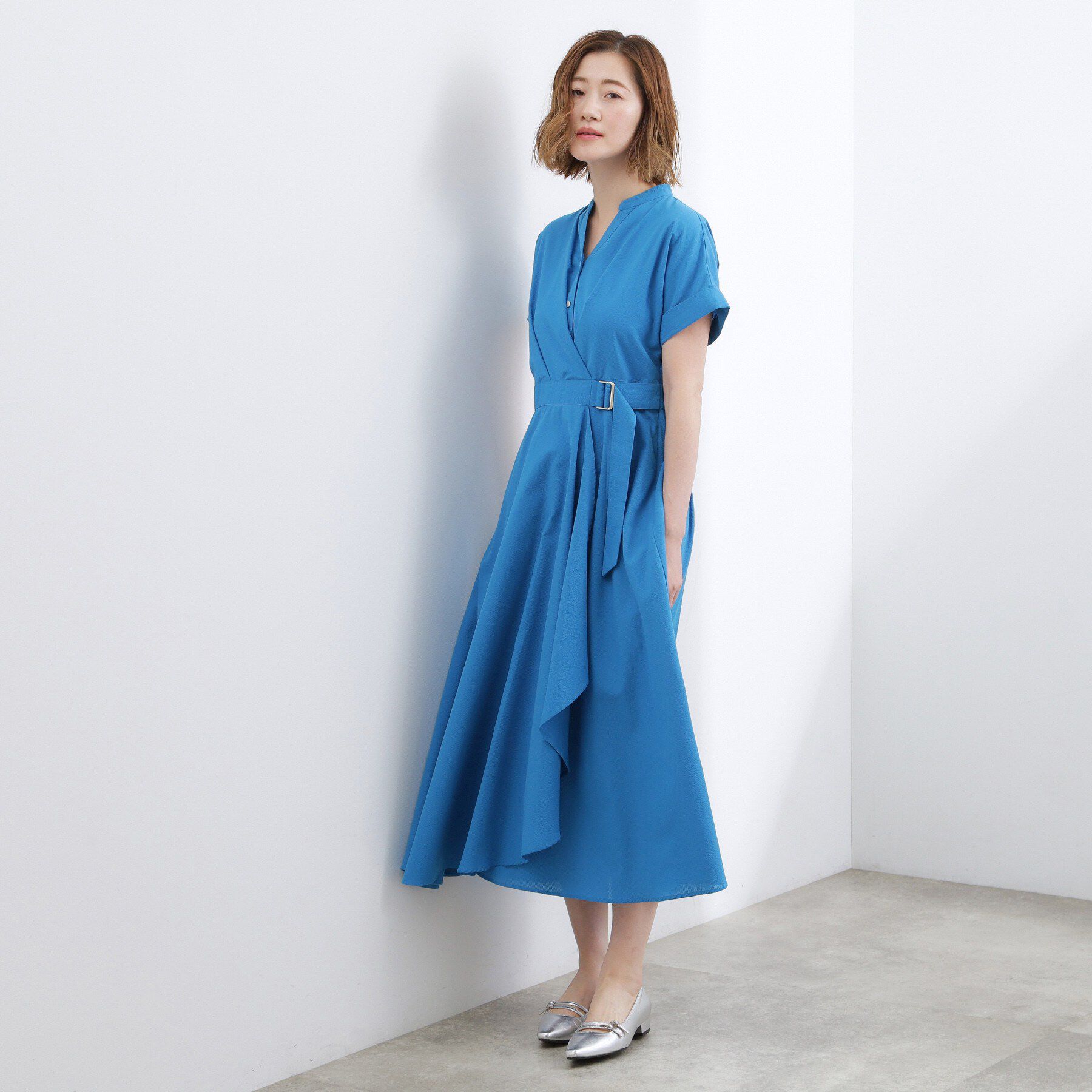 grove「【貴島明日香さん着用】軽やか夏素材の、カシュクール風サッカーワンピース【洗える】」|ワンピース|