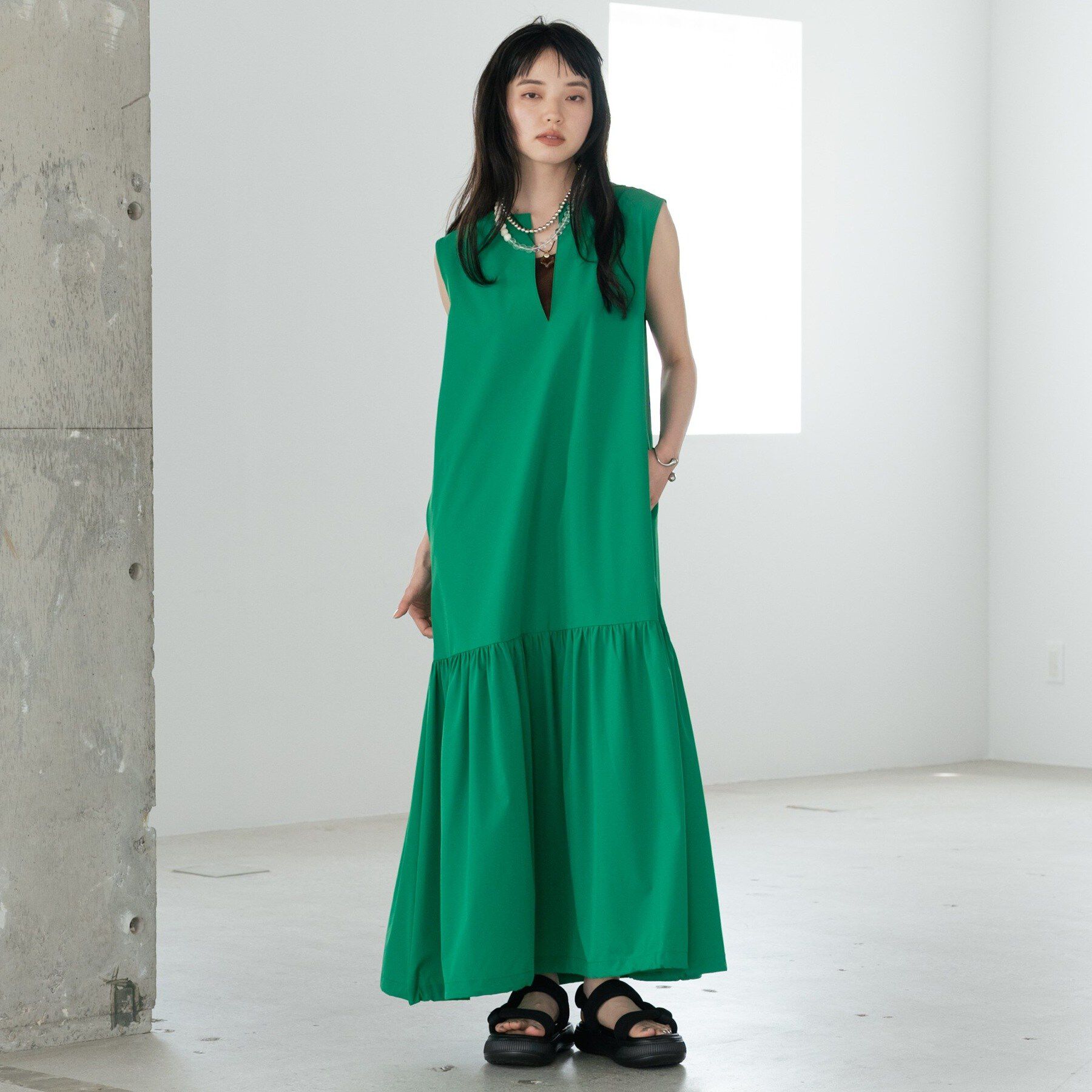 GALLEST「2WAYスキッパーワンピース【接触冷感】」|ワンピース|グリーン(023)
