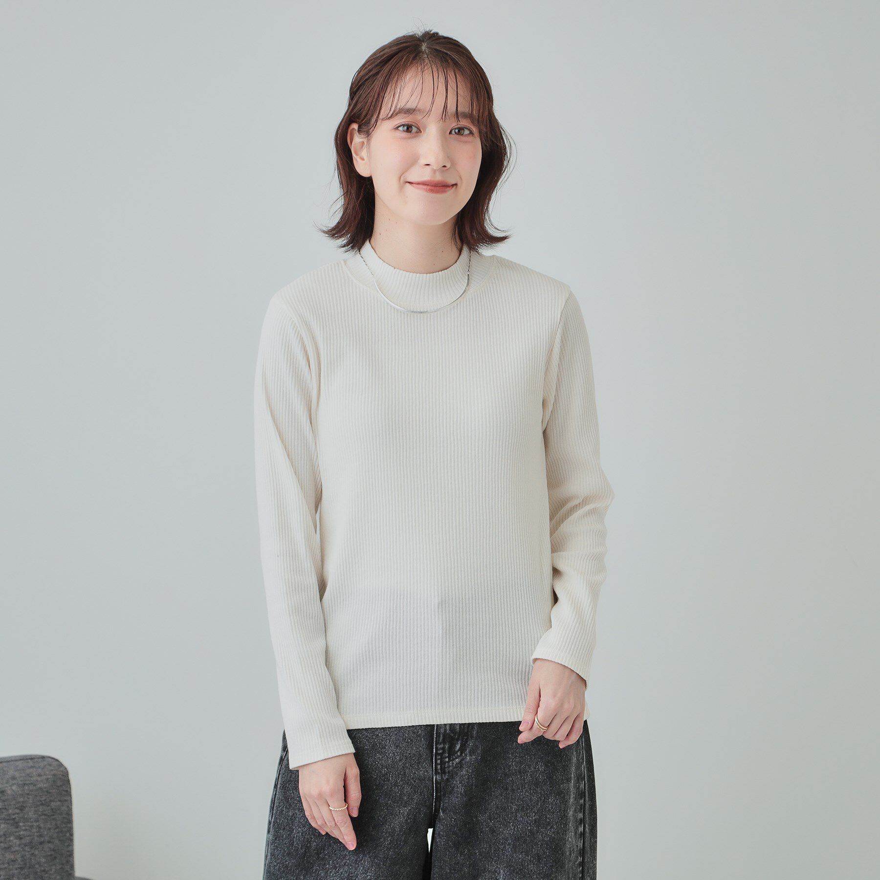 SHOO･LA･RUE「【S-LL】テレコリブハイネックトップス」|Tシャツ・カットソー|