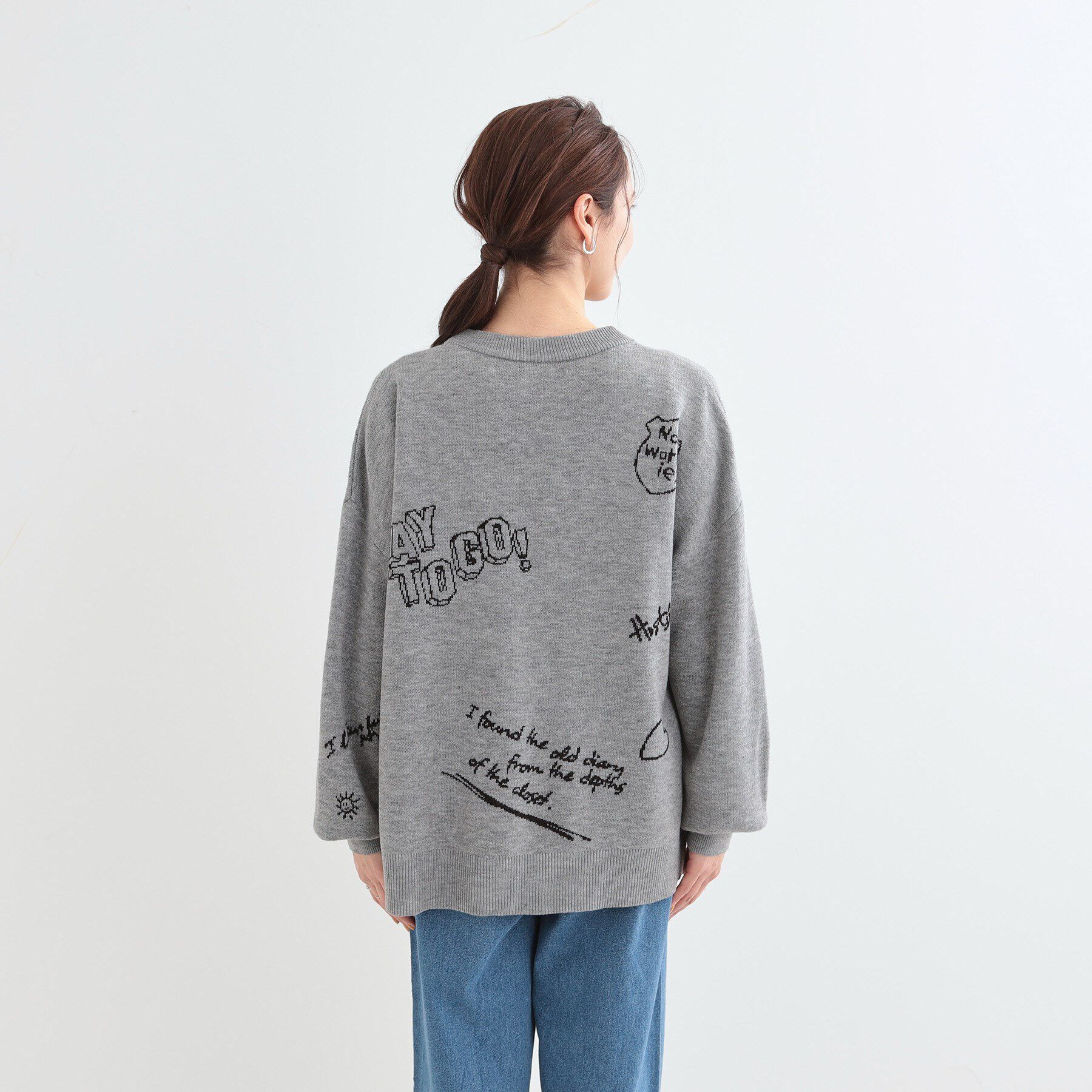 SHOO･LA･RUE「【S-LL/体型カバー】刺繍アソート Vネック ゆるニットカーディガン」|カーディガン|