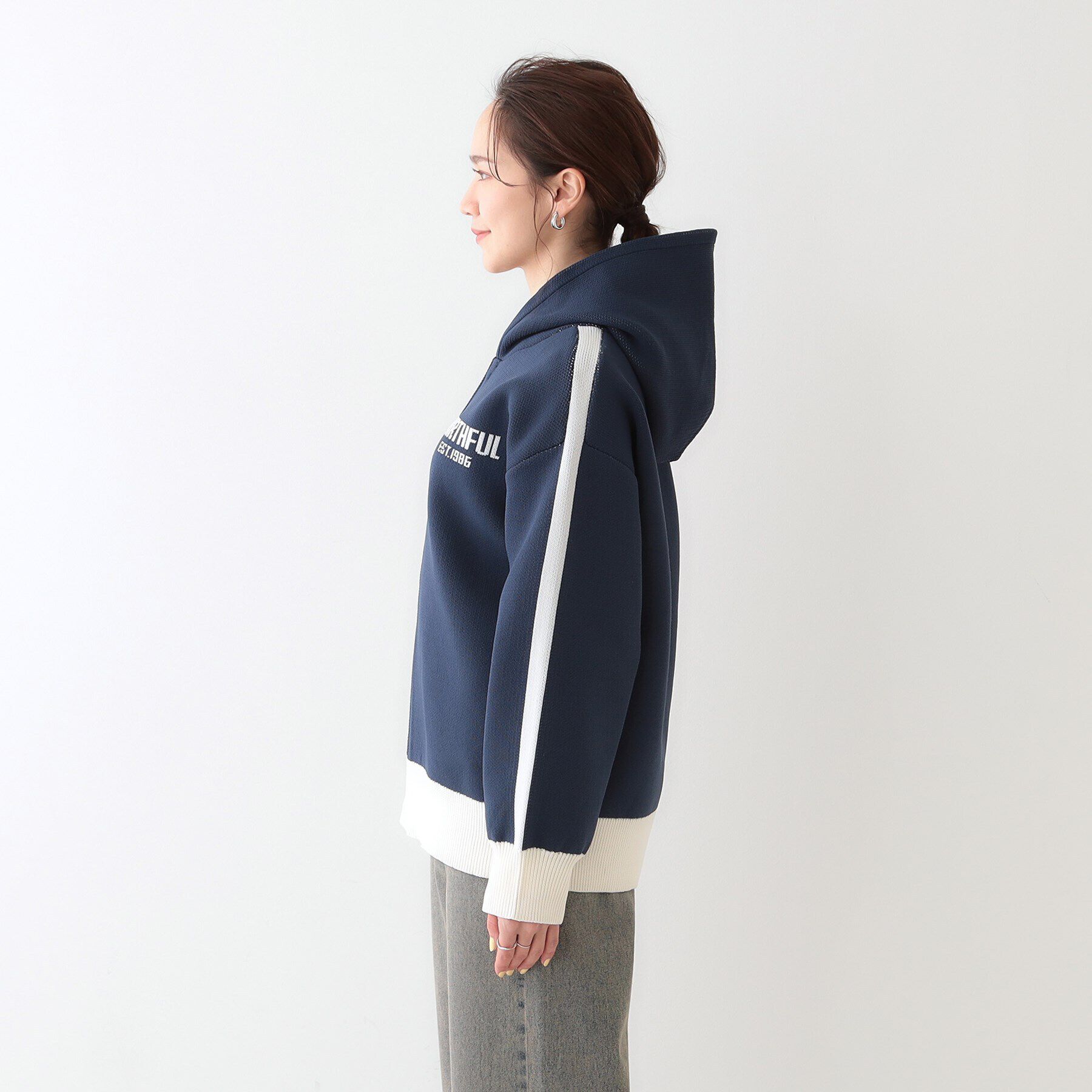 SHOO･LA･RUE「ラインで魅せる スポンディッシュニットZIPパーカ」|カーディガン|
