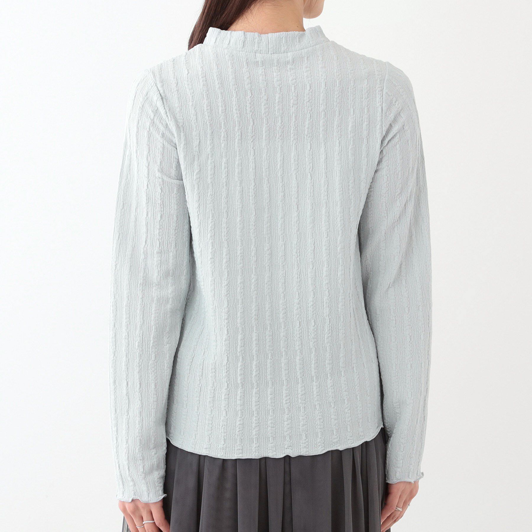 SHOO･LA･RUE「【S-LL】一枚でもインナーでも ふくれジャカード プチハイネックトップス」|Tシャツ・カットソー|