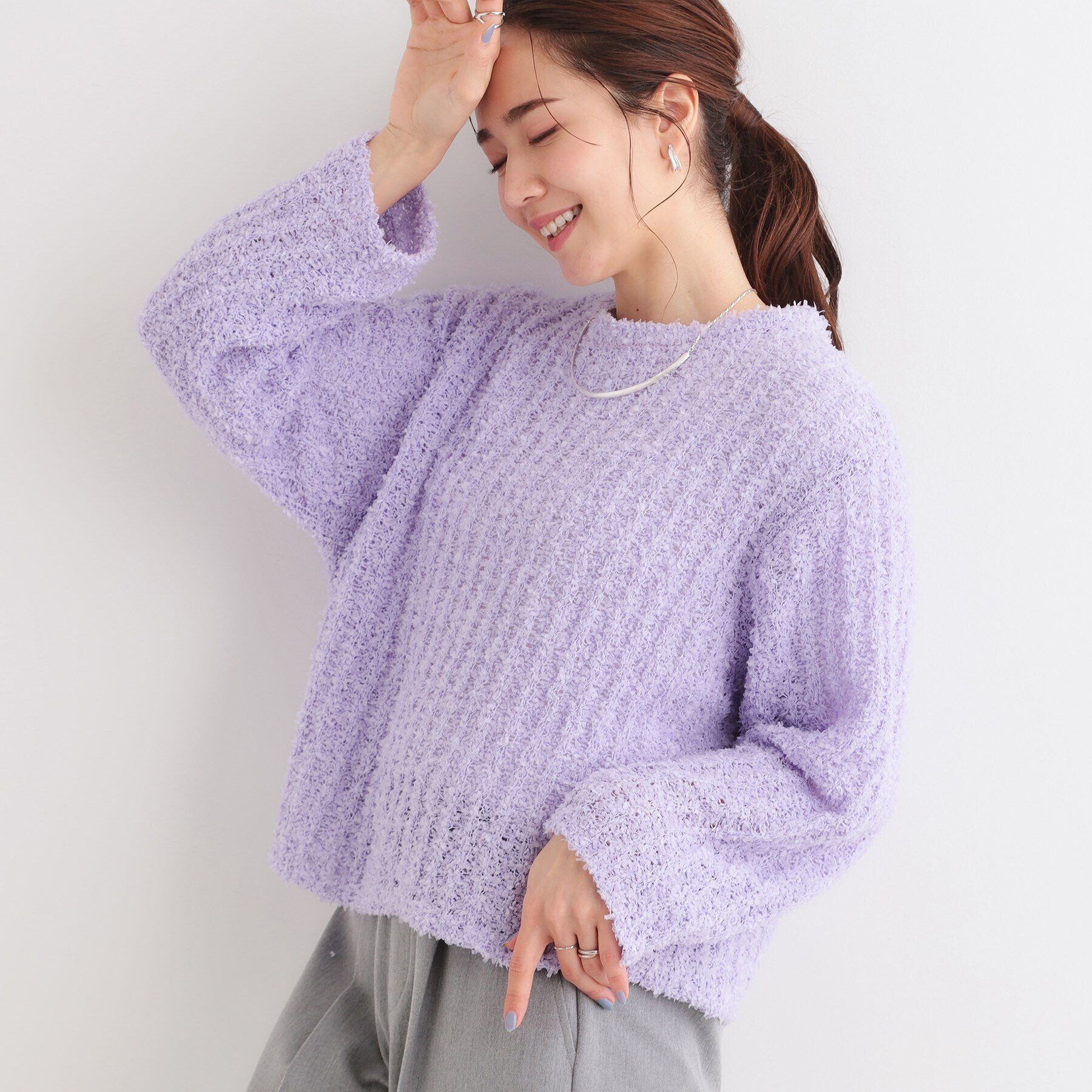 SHOO･LA･RUE「程よくエアリー テープヤーンニット」|ニット・セーター|ラベンダー(080)