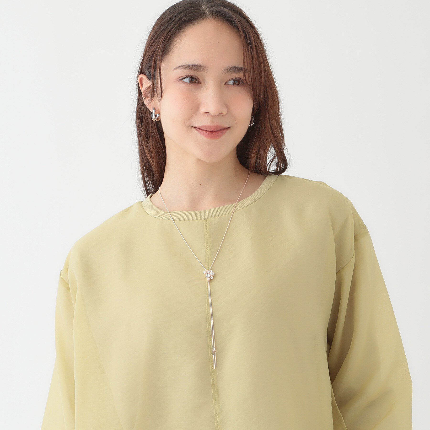 SHOO･LA･RUE「ビジューフェイクパールループタイネックレス」|ネックレス|