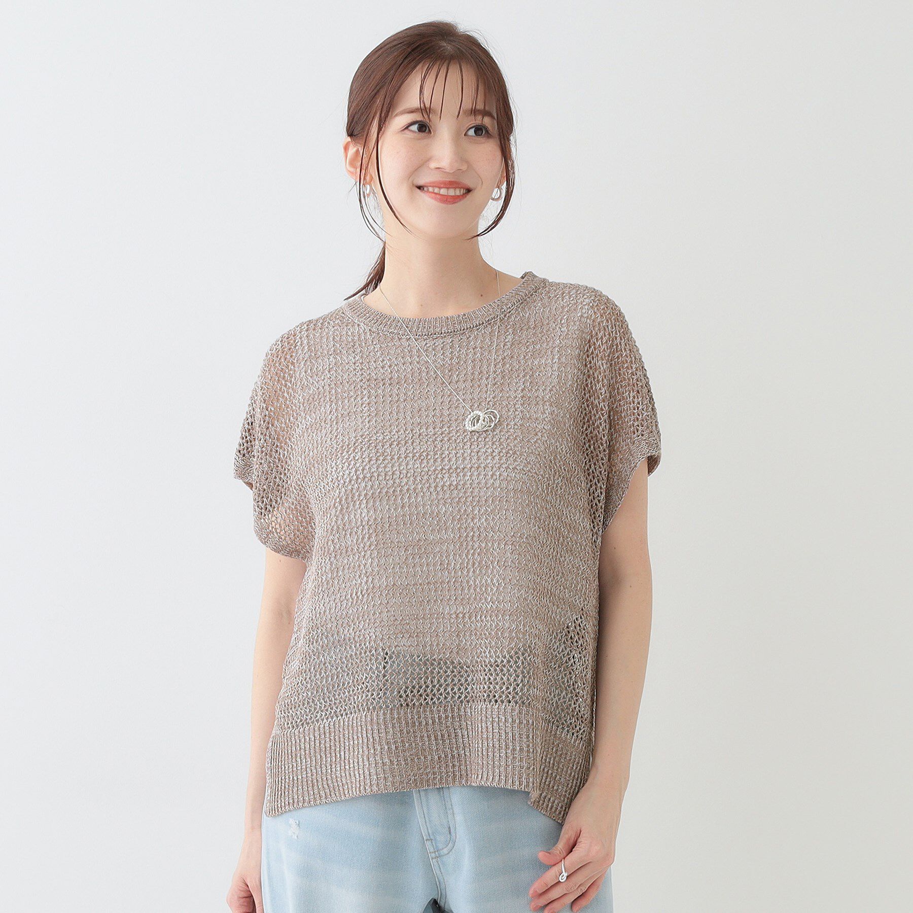 SHOO･LA･RUE「【S-LL/2点セット】大人ナチュラルな メッシュ編みニット+タンクトップ」|その他|