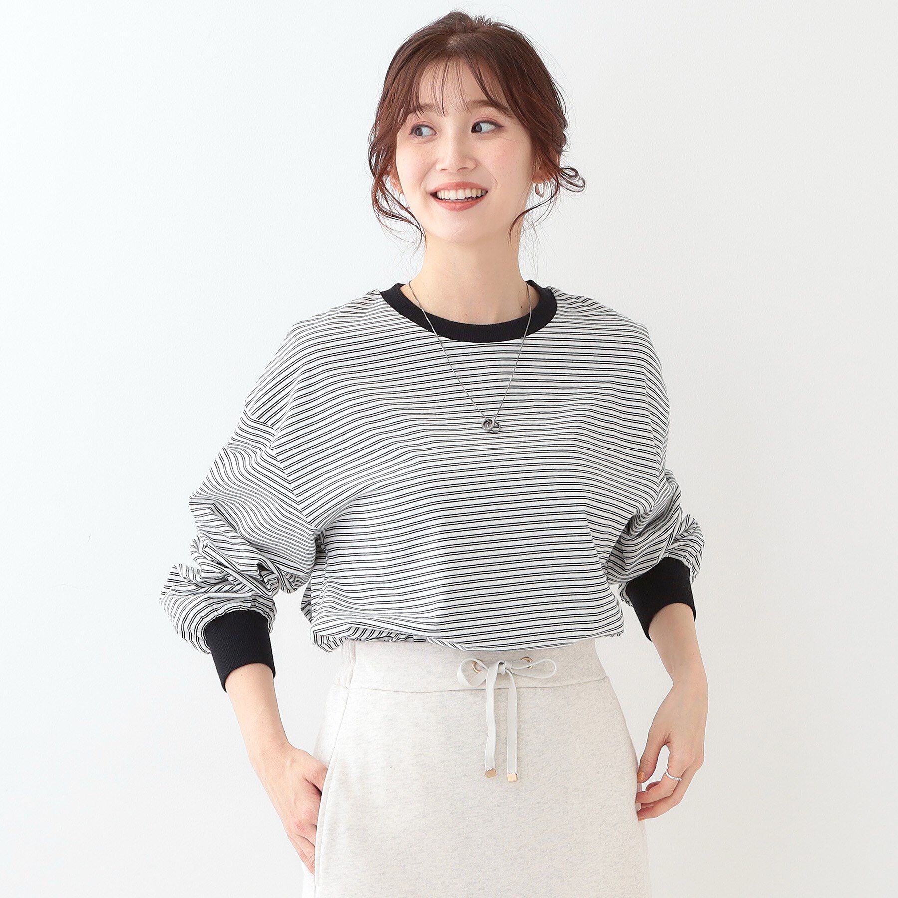 SHOO･LA･RUE「【洗える】ボーダーリブカットソー」|Tシャツ・カットソー|