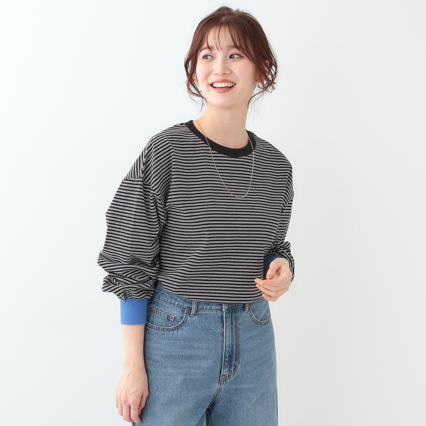 SHOO･LA･RUE「【洗える】ボーダーリブカットソー」|Tシャツ・カットソー|