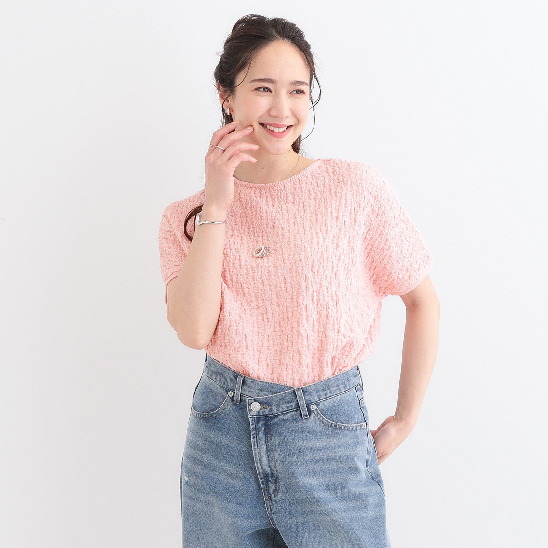 SHOO･LA･RUE「【S-LL】ぽこぽこ素材がこなれ見え ドルマントップス」|Tシャツ・カットソー|