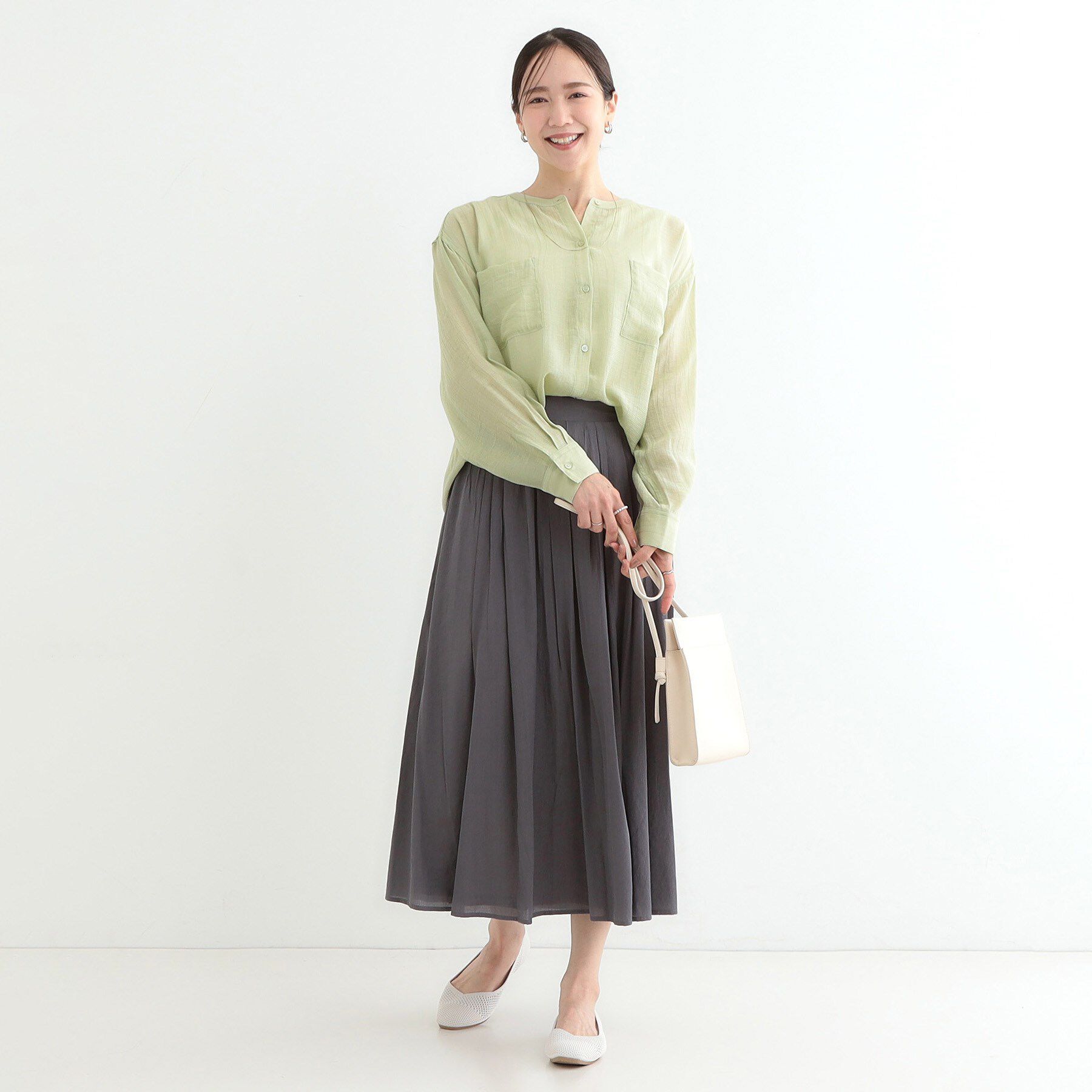 SHOO･LA･RUE「【高レビュー】大人のシアー感 バンドカラーシャツ」|シャツ・ブラウス|