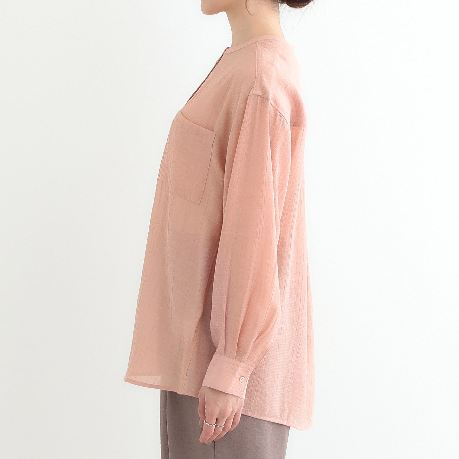 SHOO･LA･RUE「【高レビュー】大人のシアー感 バンドカラーシャツ」|シャツ・ブラウス|