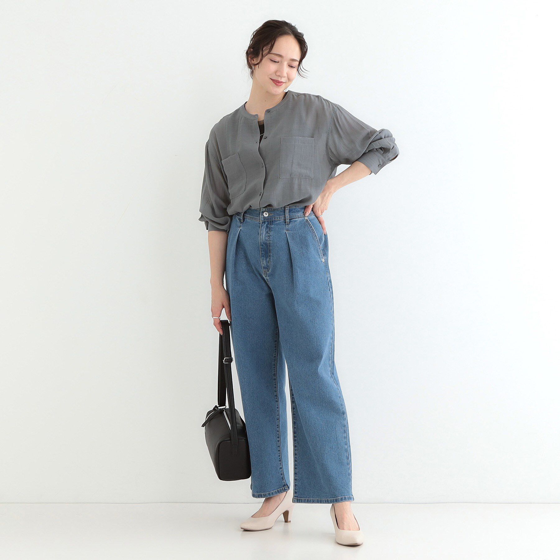 SHOO･LA･RUE「【高レビュー】大人のシアー感 バンドカラーシャツ」|シャツ・ブラウス|