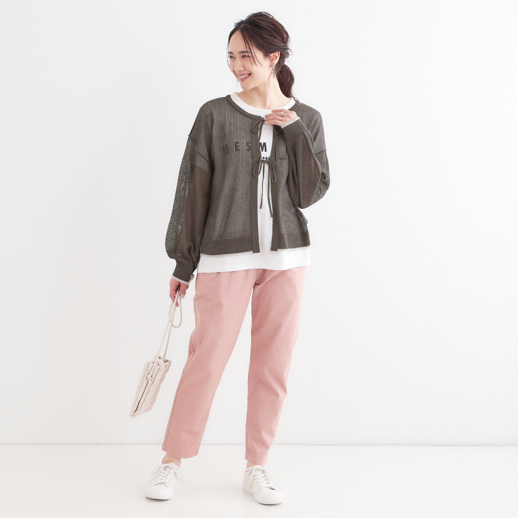 SHOO･LA･RUE「【S-LL/2点セット】前後2WAYで着られるメッシュニット＋ロゴTシャツ」|その他|