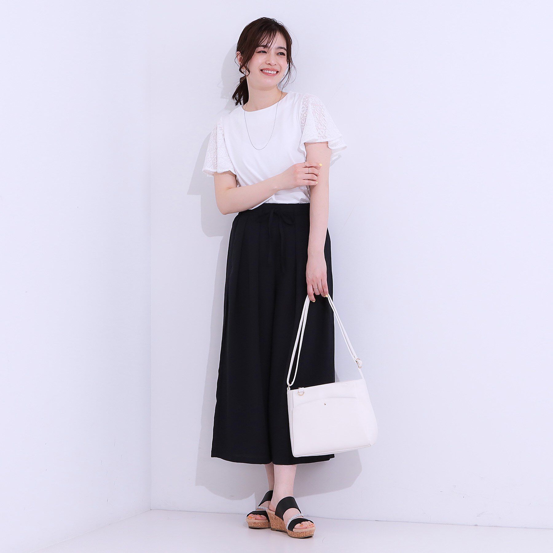 SHOO･LA･RUE「【S-LL】大人の上品コーデに お袖レース切り替えトップス」|Tシャツ・カットソー|